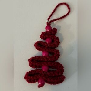 Small Burgundy Crochet Christmas Tree Ornament or Gift Tag